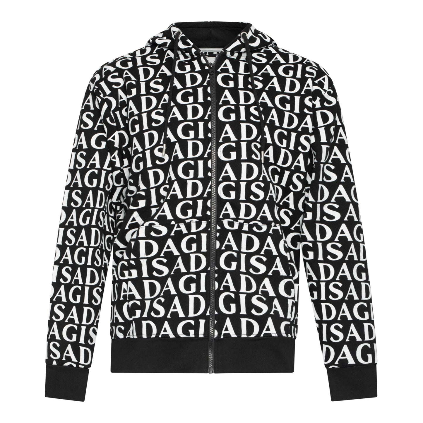 Zip - Up Hoodie in Midweight Cotton with Allover Print - Gisada.com