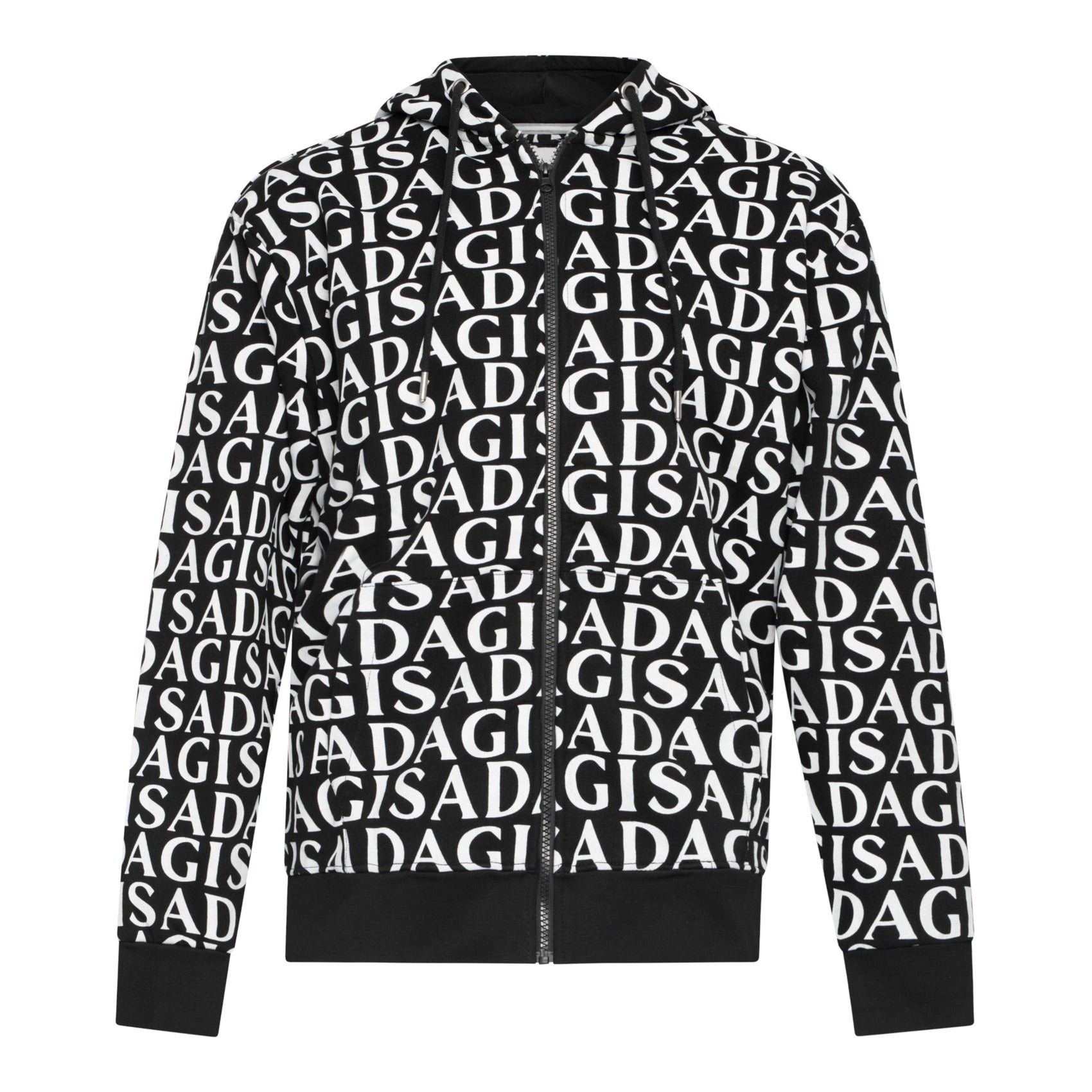 Zip - Up Hoodie in Midweight Cotton with Allover Print - Gisada.com