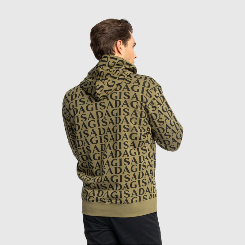 Zip - Up Hoodie in Midweight Cotton with Allover Print - Gisada.com