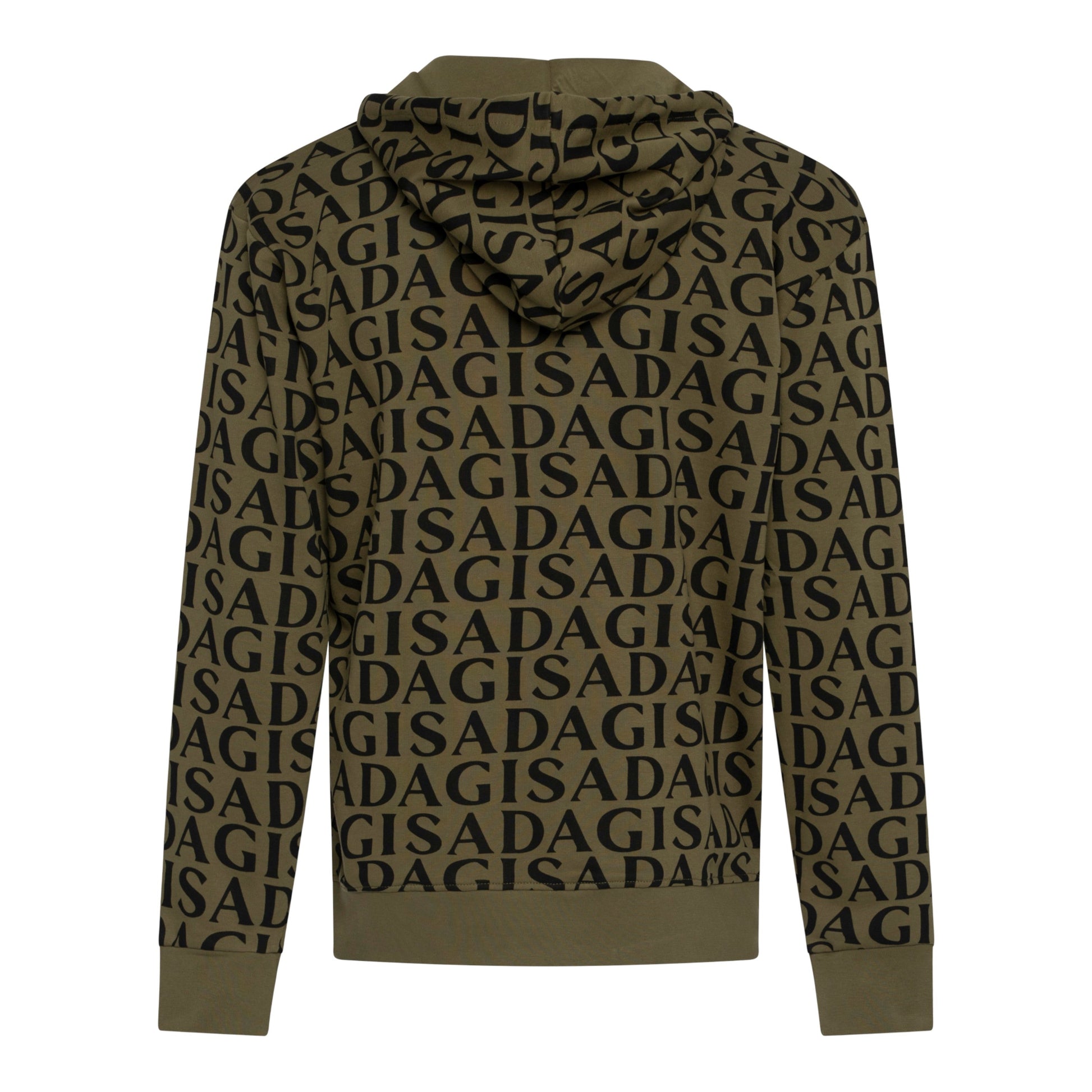 Zip - Up Hoodie in Midweight Cotton with Allover Print - Gisada.com